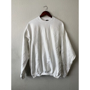 Vintage White Blank Sweatshirt Textured Crewneck H.L. Miller 90s VTG XL